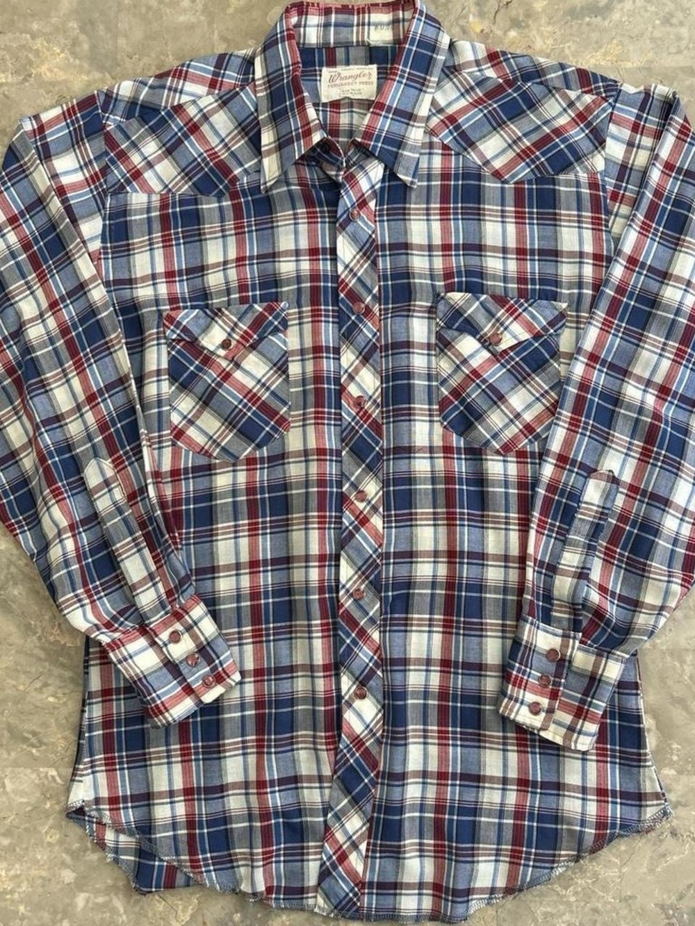 Vintage 1970s Wrangler Plaid Pearl Snap Western Shirt Men’s M/L USA